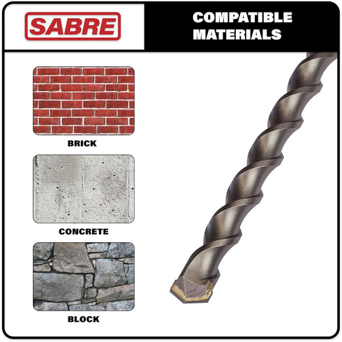 10-Pack SDS Plus 3/16" x 6" Rotary Hammer Drill Bits, Carbide Tipped for Brick, Stone, Concrete