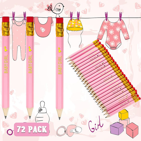 Outus 72 Pieces Golf Pencils, Half Pencils with Eraser for Baby Shower Favors, 4 Inch Mini