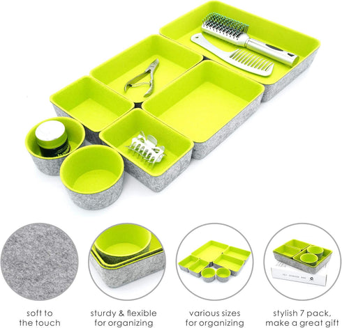 Welaxy Drawer Organizers Bins Felt Trays, Desk Storage Bins Dividers for Office Supplies, Closet Cabinet, Socks, Makeup