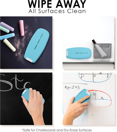 Loddie Doddie 2 in 1 Magnetic Dry Erase Eraser, White Board Cleaning Spray & Ergonomic Whiteboard Eraser (Teal)