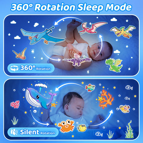 Dinosaur Night Light for Kids, 10 Musics + 6 Films Kids Night Light Projector, 126 Lighting Effects + Remote, 360