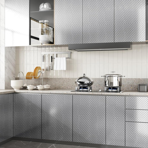 BESWEE 15.7''x315'' Countertops Stainless Steel Contact Paper for Appliances Stainless Steel Wrap for Kitchen Peel