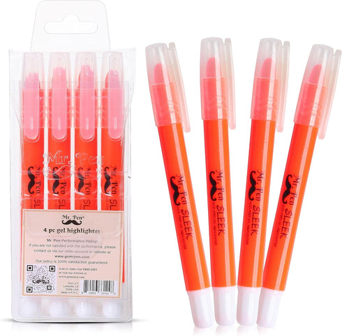 Mr. Pen No Bleed Gel Highlighter, Golden Orange, Pack of 4 Bible Highlighters