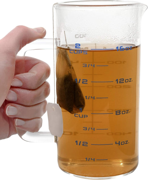 Industrial Beaker Mug - 500ml Extra Heavy Duty 3.3 Borosilicate Glass with Spout - Tall Form, Printed Graduations