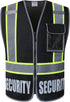Heavy Duty Black Mesh Retro-Reflection Security Safety Vests with 5 Pockets and Front Zipper, Meet ANSI/ISEA 107-2015