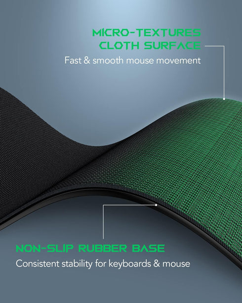 Black Shark Gaming Mouse Pad Desk Mat, 31.5” x 11.8” x 0.15”, Superfine Fiber Surface, Non-Slip Rubber Base for Gamers