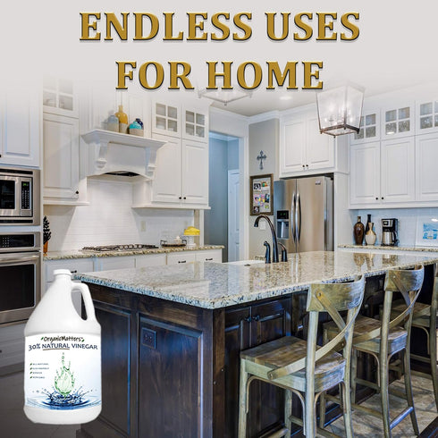 OrganicMatters 30% (128 oz Vinegar Organic Industrial Cleaning Agent Concentrate, Pure Non-GMO Kosher All-Purpose Home