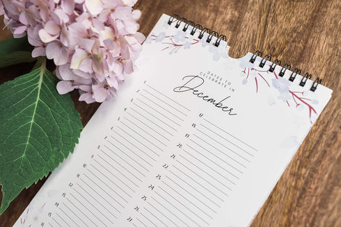 Perpetual Floral Wall Calendar for Birthdays and Anniversaries, 12 Months, Journal for Important Days, 6 x 9 inches
