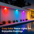 6 500mAhBattery,Solar lP65 (4-Pack) Solar Fence Lights Outdoor, Waterproof LED,RGB Color Mode Solid Monochrome