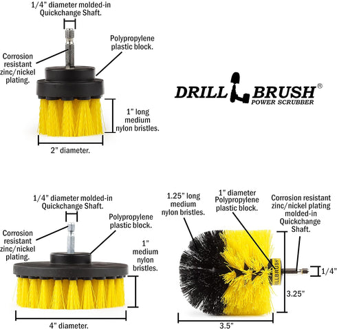 Drillbrush Set Power Scrubber Brush - Drill Brush Attachment - Grout Brush Drill Attachment - Drill Scrubber Attachment