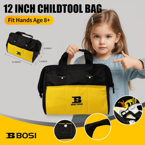 14-Piece Set Hand Tool with Storage Bag for Boys & Girls, Learning Tool Kit for Home DIY