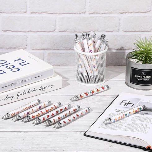 Sayglossy 24 Pcs Funny Chicken Pens Lovely Retractable Gel Pens Novelty Animal Black Ink Rollerball for School Office