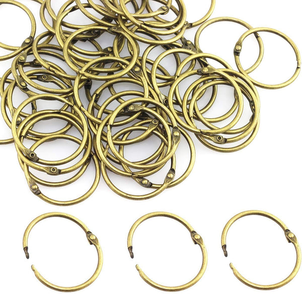 XMHF 50pcs 1-inch Book Rings, Metal Loose Leaf Binder Ring Clips for Notebook and Planner