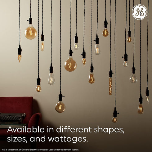GE Lighting Vintage Style LED Light Bulbs, 60 Watt Equivalent, Amber Glass, Warm Candle Light, A15, 2 Pack