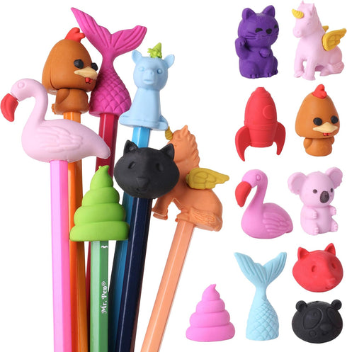 Mr. Pen Animal Topper Erasers, 22 Pack, 8 Pack Take Apart Animal Erasers, Fun Pencil Toppers for Kids, Easter Egg