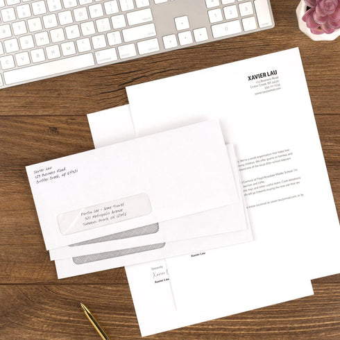 Mead Window Envelopes, Self Seal #10, 500 per Pack, Security Tinted White Envelopes with Window