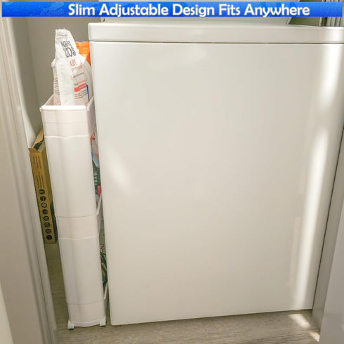 5 STAR SUPER DEALS 3 Slim Rolling Storage Cart - Narrow Slide Out Shelving Utility Cart - Mobile Storage for Laundry