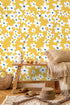 HAOKHOME 93391-1 Yellow Peel and Stick Wallpaper, Floral Removable Wall Paper for Bedroom Bathroom, 17.7in x 9.8ft