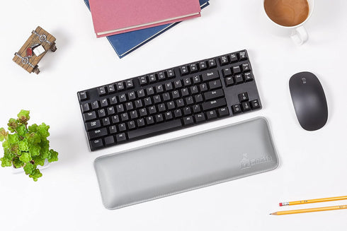 Bailey Tenkeyless Wrist Rest for Keyboards, Leather Ergonomic Support for Typists, Gaming, and Office Use (Stone)