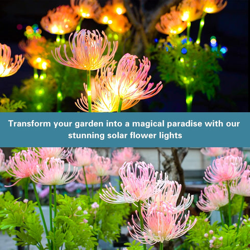 Solar Garden Lights - 2 Pack Solar Flowers Lights with Glowing Flowers & Stems for Outdoor Garden Decoration