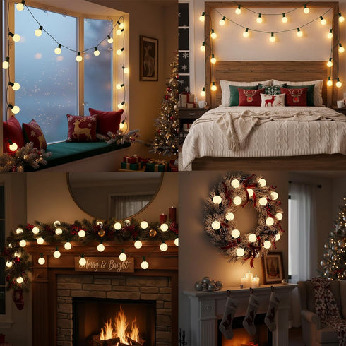 25FT G40 27 Bulbs,Outdoor Frosted Christmas Lights,Globe Christmas Lights with Frosted White String Lights for Outside