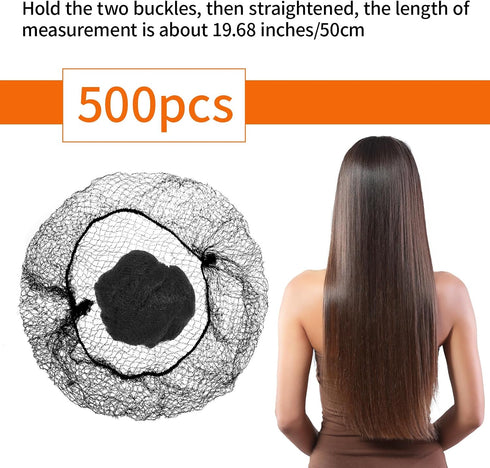 SHENLIU 500 20 Inches Pcs Hair Nets For Food Service Workers, Black Invisible Elastic Mesh Hair Nets Bulk Dust Cap Net