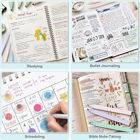 Bible Journaling Kit, 12 Pastel No Bleed Highlighters, 6 Gel Pens, 75 Bible Tabs Set for Study Supplies