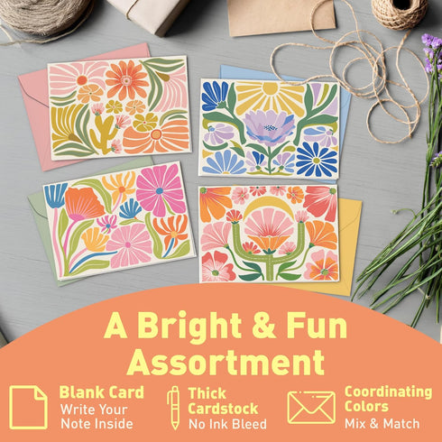 Set 36 3.5x5 4 Sweetzer & Orange Desert Gardens Blank Notecards of Note Cards with Envelopes & Storage Box Floral