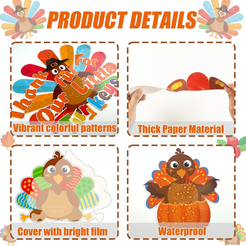Thanksgiving Turkey Bulletin Board Set, Fall Classroom Decoration with Autumn Maple Leaves Cutouts