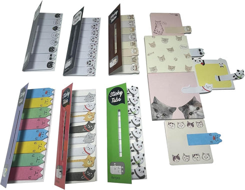 Cutepaper - Mini Lovely Cats Bookmark Sticky Notes, 720 Pages Colorful Memo Pad, Cute Animals Sticky Page Flags Gift