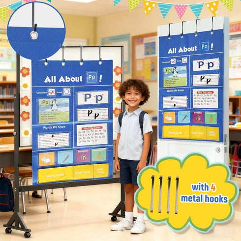 XZJPX Alphabet Learning Pocket Chart ABC Flash Cards Alphabet Wall Chart Learning Games, Handwriting Practice Letter