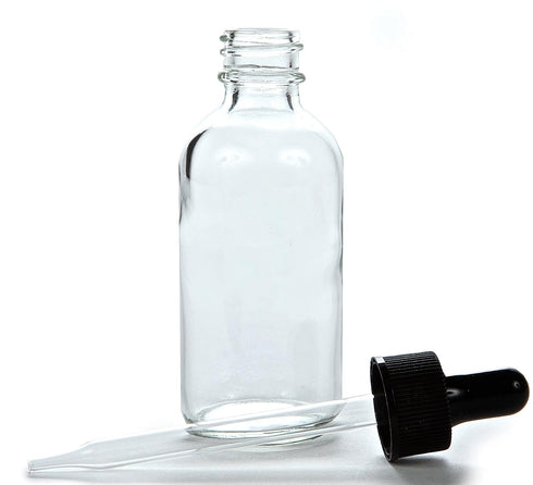Vivaplex 12 Clear 2 oz Glass Bottles with Glass Eye Droppers