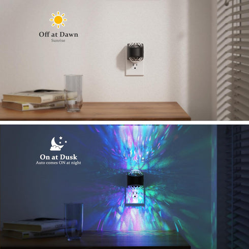 Wall,2 Pack 9 JandCase Night Lights Plug into Star Projector RGB Night Light with Color Change, Automatic Galaxy