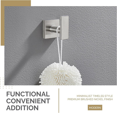 Angle Simple Bathroom Towel Hook, SUS304 Stainless Steel Single Shower Hanger, Brushed Nickel