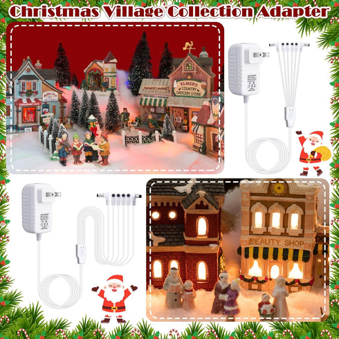 Umigy 2 4.5v White(6 Pcs Power Adapter Compatible with Lemax Lighted Accessory Ac Dc Power Adapter for Christmas