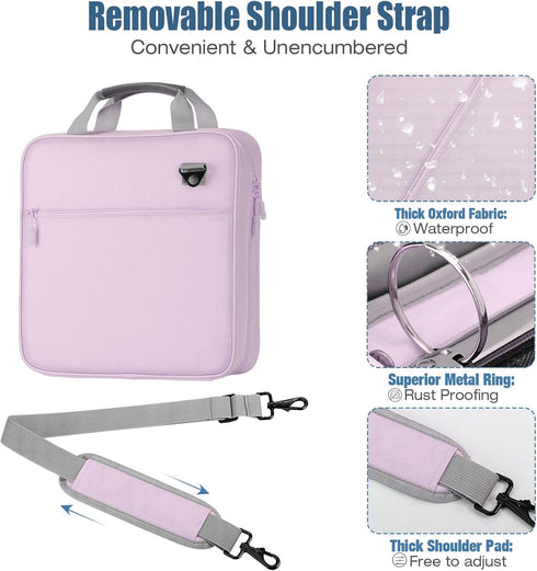 MoKo 2 Inch Zipper Binder with 500 Sheets Capacity, Multi-Pocket Organizer for Middle School, Purple & Gray