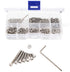 binifiMux 190pcs M2.5 Hex Socket Cap Screws and Hex Nuts Assortment Kit with Wrench, 304 Stainless Steel Silver Tone