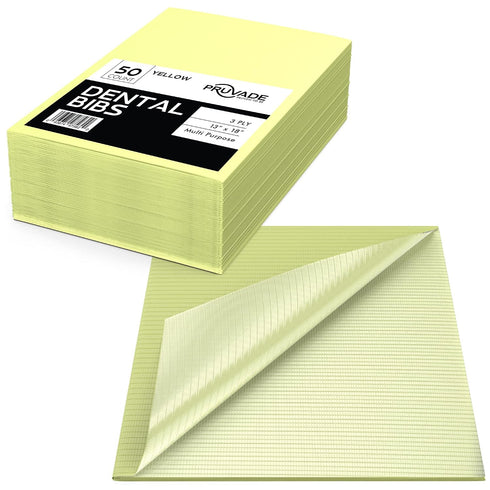 500 Pack 3-Ply 13" 18" Dental Bibs - Adult Disposable Bibs for Dentist, Eating, Tattooing - x Waterproof Medical Sheets