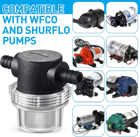 Water Pump Strainer, 3/8 Inch Hose Barb In-Line Filter for 12V DC Water Pump, Twist-On Sprayer