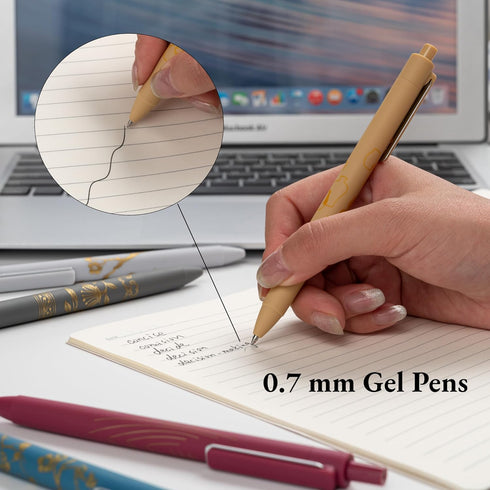 MiSiBao 0.7mm Black Ink Gel Pens - Refillable & Retractable Gel Ink Rolling Ball Pens, 9-pack