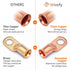 Wirefy 1/0 Gauge Copper Cable Lugs, 22 PCS Battery Terminal Connectors, 10 PCS Copper Lugs + 12 PCS Heat Shrink Tubing