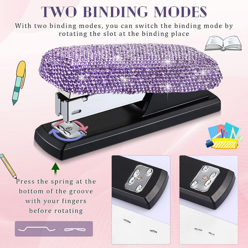 Bling Crystal Stapler Gift, Sparkly Diamond Stapler for Desk, Handmade Clay Rhinestone, Cute Office Stationery Kit