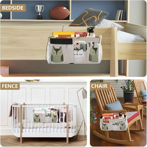 SyXIOP Cartoon Cute Owl Beige Bedside Caddy Table Cabinet Storage Organizer for Magazine, Tablet, Phone, Chocolate
