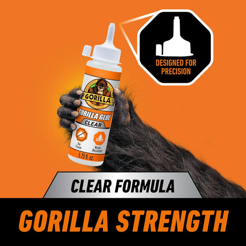 Gorilla Clear Glue, 5.75 Ounce Bottle - Crystal Clear, All Purpose, Water Resistant