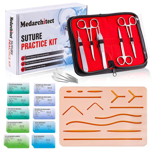 Medarchitect Suture Practice Complete Kit (30 Pieces) for Medical Student Suture Training,