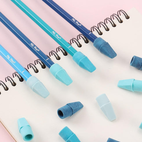 Mr. Pen Pencil Erasers Toppers - 120 Pack Blue Shades for Pencils and Eraser Caps