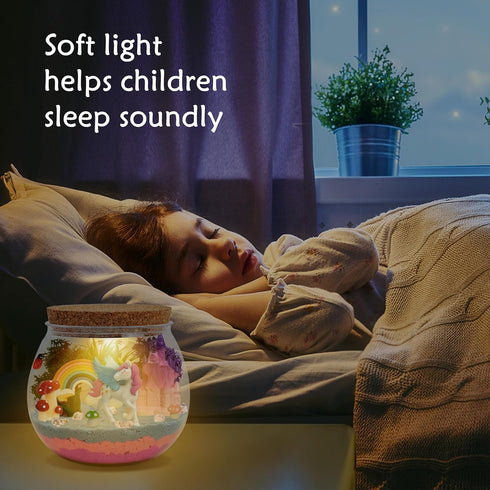 CXXDE 13 5-10 Light-Up Unicorn Terrarium Gifts, DIY Night Light Kit with Remote Control and Lighting Colors, Night