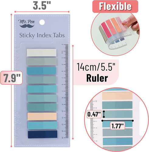 Mr. Pen Sticky Tabs, 1600 Pcs Colorful Transparent Book Tabs, Page Markers for Annotating Books