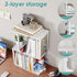 Vfelf 3-Tier Desktop Bookshelf Organizer, White Desk Shelf with Metal Hook Workspace Organizers for Desk Organization