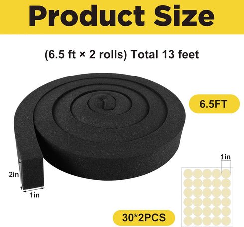2 inch x 6.5 ft Air Conditioner Foam Tape-2Pcs Foam Air Conditioner Weatherseal Tape-Non-Adhesive Foam Seal Strip with Glue Point for Air Conditioner Door Window Seal
